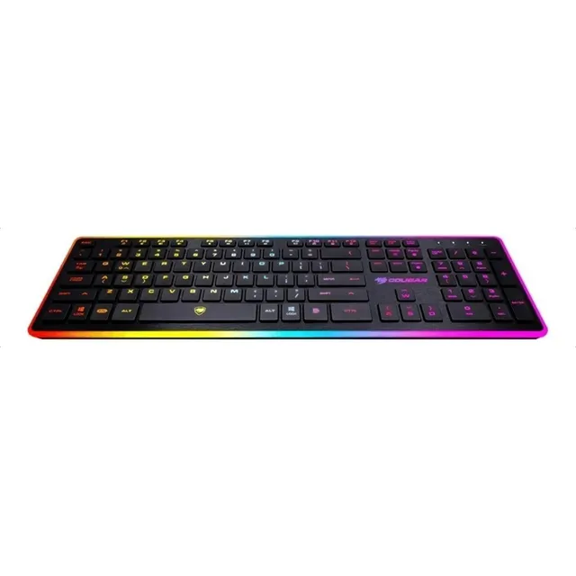 Teclado gamer Cougar QWERTY inglés US color negro con luz 8 colores