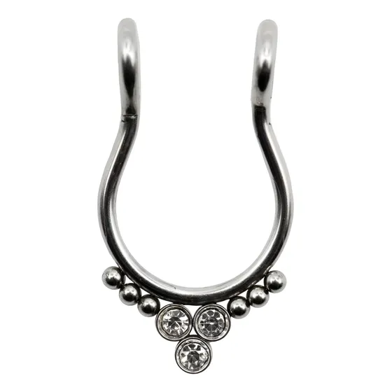 Piercing Sptf03 Septum Falso C/3 Piedras Acero Quirurgico 1u
