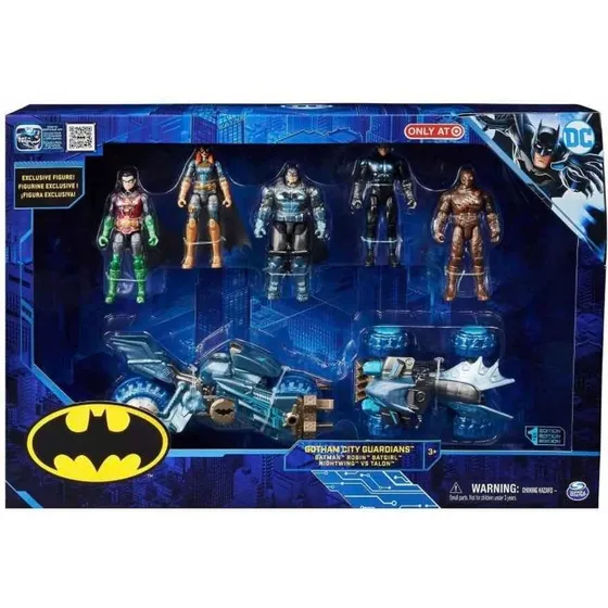 Muñecos Batman Robin Batgirl Nightwin Talon Dc 2 Carros 15cm