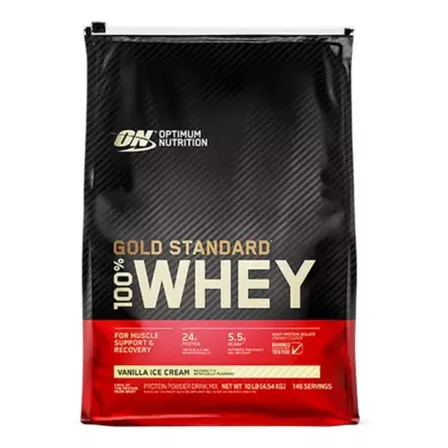 Suplemento en polvo Optimum Nutrition  Proteína Gold Standard 100% Whey proteína sabor vanilla ice cream en bolsa de 4.54kg