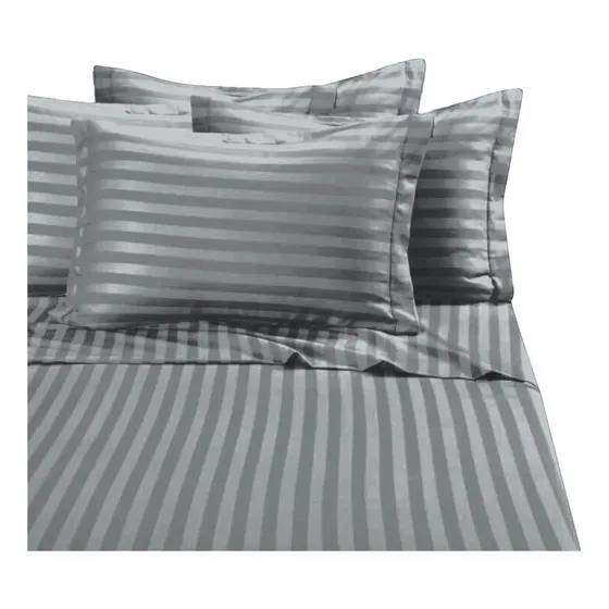 Juego De Sabana Hotelera King Cotton Touch Dobby Premium Diseño De La Tela Gris