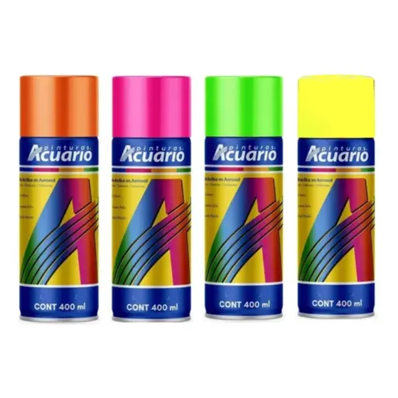 Pintura En Aerosol Fluorescente 400 Ml, Paq. De 12 Piezas