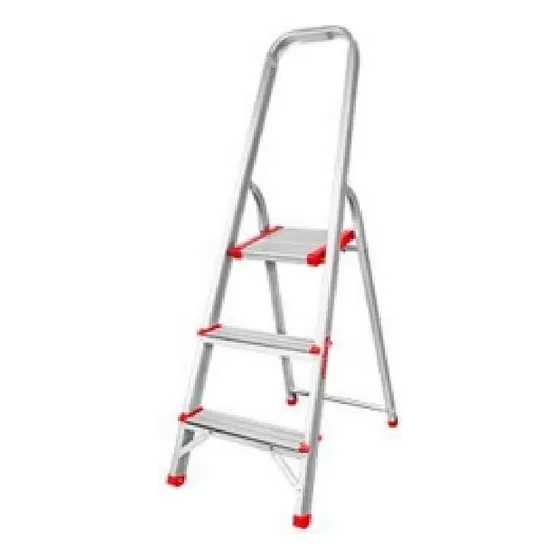 Escalera 3 Escalones Con Plataforma Emtop 150kg Color Metal