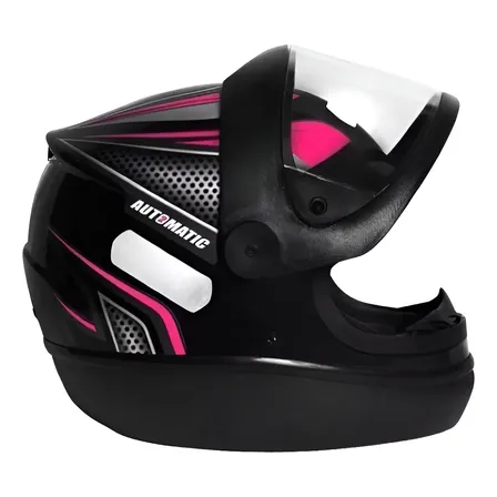 Capacete Fw3 Automático Fechado Motoboy Rosa Automatic Brilhante G - 60