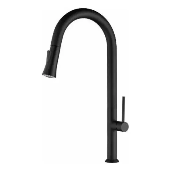 Monocomando Mesada Extensible De Cocina Negro Mate Rimontti