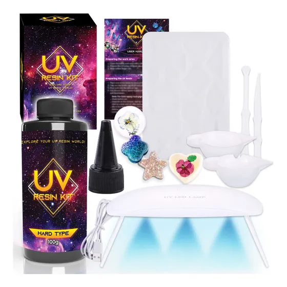 Kit De Resina De Luz Epoxi Uv - Moldes De Silicona Uv C...