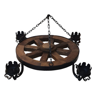 Candil Rustico Rueda 4 Luces Candil Rustico Rueda 4 Luces