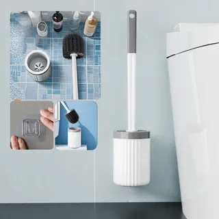 Cepillo Escobilla Para Inodoro Con Base Drenable Higiénica Montable En Pared