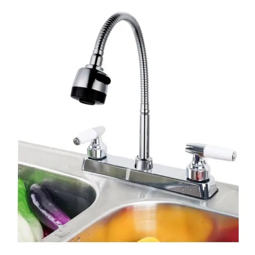 Llave Mezcladora Para Fregadero Aquaway aw119 Cuello Flexible Tarja Cocina Acabado Cromado Color Cromo