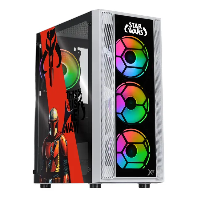 Gabinete XTREME PC GAMING StarWars Mandalorian Comic Edition Media Torre 4 Fan ARGB Blanco CXTMAKRWT