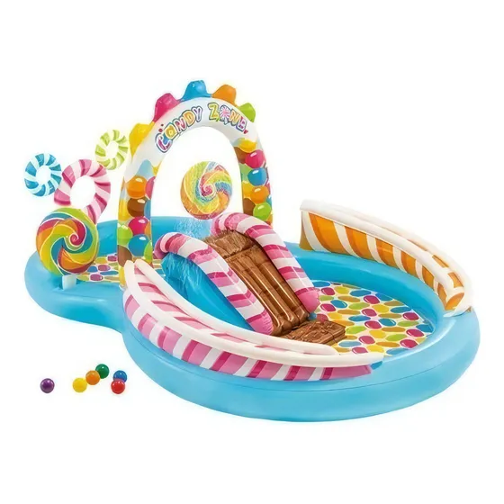 Pileta Playcenter Inflable Infantil Intex Con Tobogan Candy 57149 295x191x130 cm