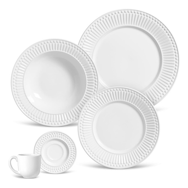 Aparelho De Jantar 20 Peças Roma Branco Porto Brasil Aparelho De Jantar 20 Peças Roma Branco Porto Brasil