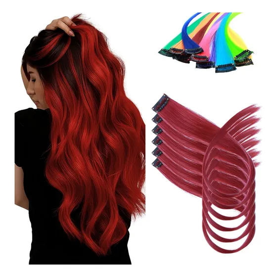 Kit 6 Mechas De Cabelo Coloridas Tic Tac 70cm
