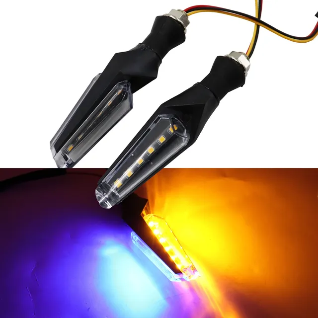 Luces Luz De Cruce Moto Led Universales Azul Ambar Par