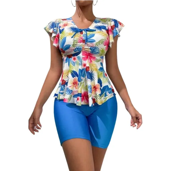 Traje De Baño Short Camisa Dama Shein 