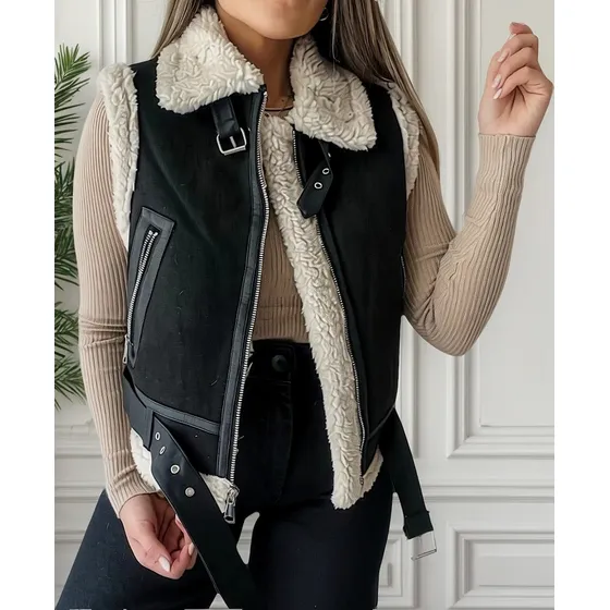 Chaleco Corderito Chaqueta Moderna Mujer Corderito