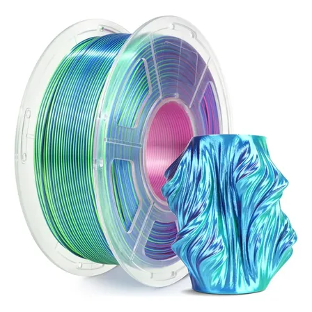Filamento de seda Pla+ de 1,75 mm, superfície brilhante multicolorida