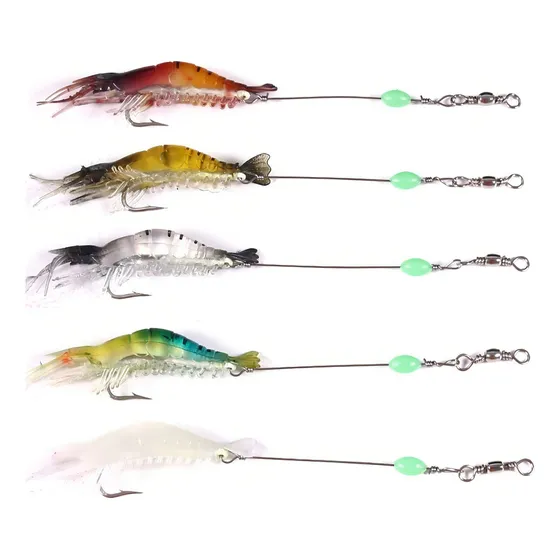 Kit 5 Iscas Camarão Artificial Robalo Tucunaré Corvina Top Cor foto LEGNA