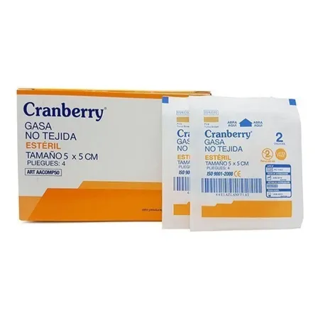 Gasa No Tejida Estéril 5x5- Caja 50 Unidades Cranberry