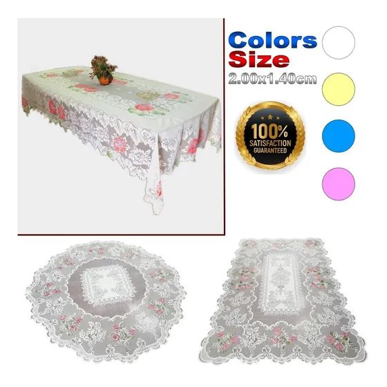 Mantel De Encaje Rectangular Ovalado 2.00 X 1.40cm 4 Colores