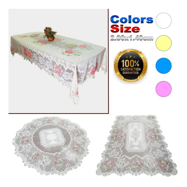Mantel De Encaje Rectangular Ovalado 2.00 X 1.40cm 4 Colores