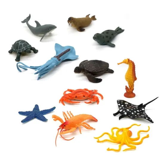 Animales Marinos X12 Macizos Medianos Pesebre Maqueta Bolsa 