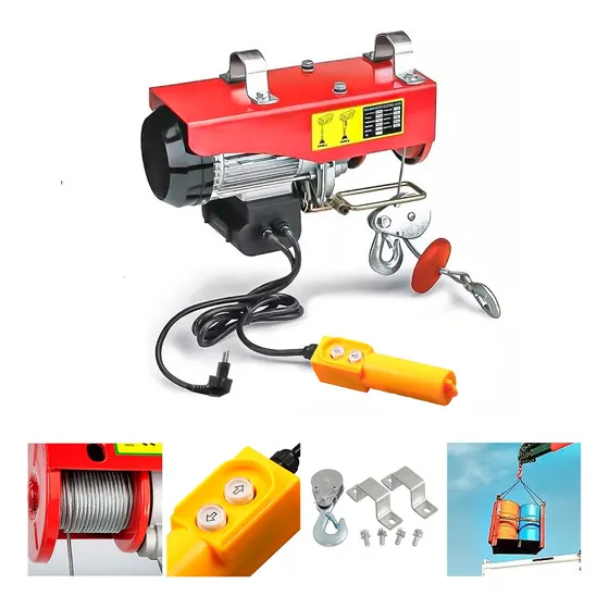 Tecle Eléctrico Aspor De Levante 500k 12 Metros Cable Acero 1050w Rojo
