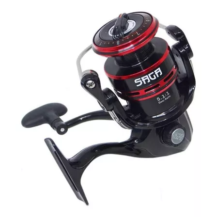 Carrete de pesca Marine Sports Saga 3000, 6 rodamientos de arrastre, 6 kg, color negro