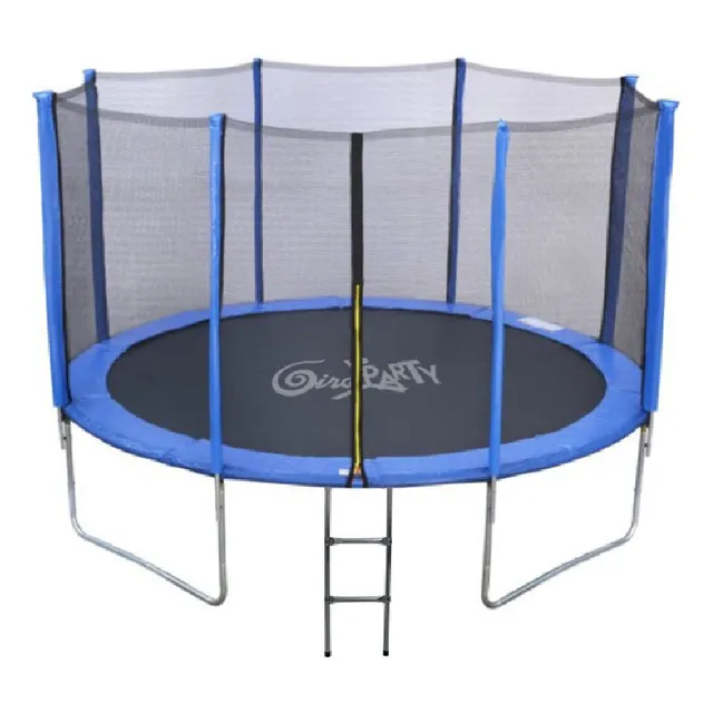 Trampolín GiroParty GP-12FT con diámetro de 3.66 m con ancho de 3.66 m y largo de 3.66 m, color del cobertor de resortes azul y lona negro