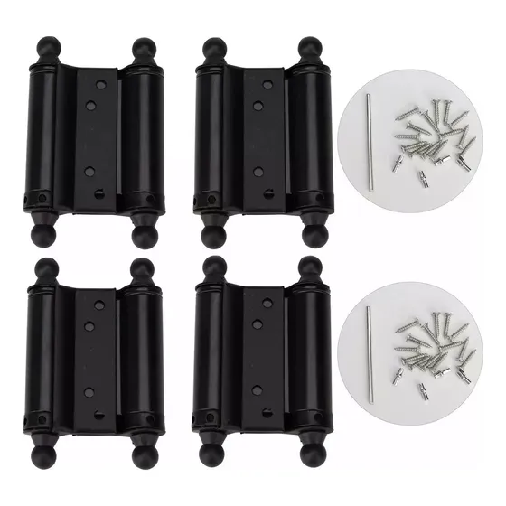 Para 4pcs Bisagras Doble Acción 3negro Acero Para Puerta