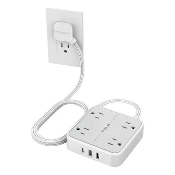 Extension Tessan Multitoma Plana De Pared Enchufe Plano