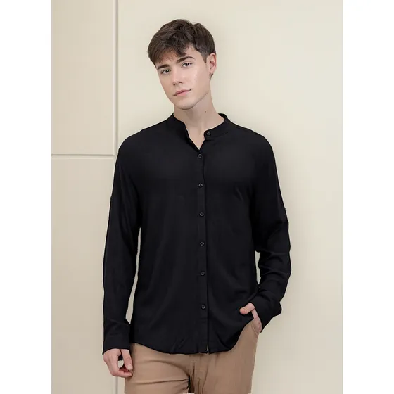 Camisa Hombre Lino Manga Larga Slim Fit