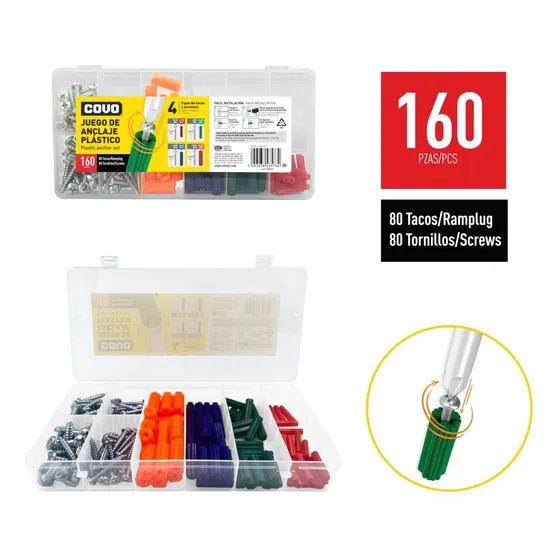 Juego De Ramplugs + Tornillos 160 Pz Covo / Mayor Y Detal /