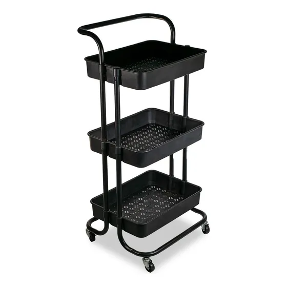Carro Organizador Con Rueda Estante 3 Niveles Negro