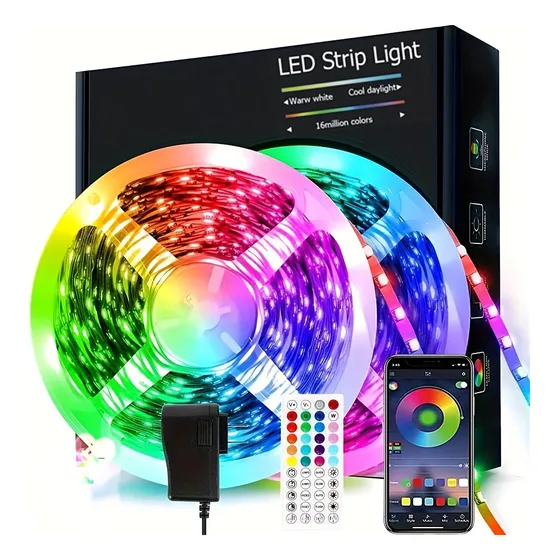 Tiras De Luz Led 20m Bluetooth App Control Rgb Música Luces