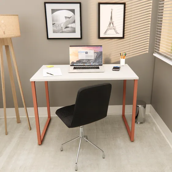 Mesa Escrivaninha Escritório Industrial 100% Mdf Aço 100x60