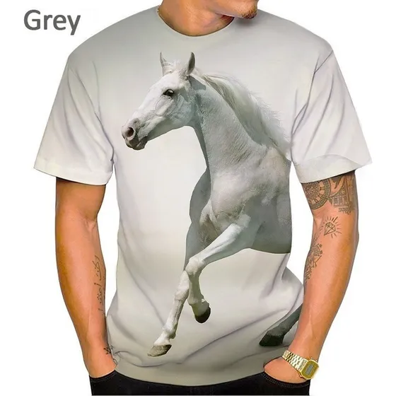 M Camiseta Hombre Con Estampado 3d Caballo Animal Mod