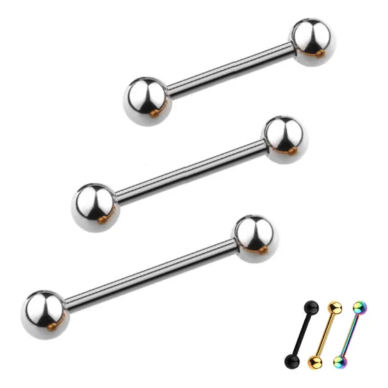 Piercing Titânio Barbell Reto Língua 1.6mm 14g 16 18 20 22mm