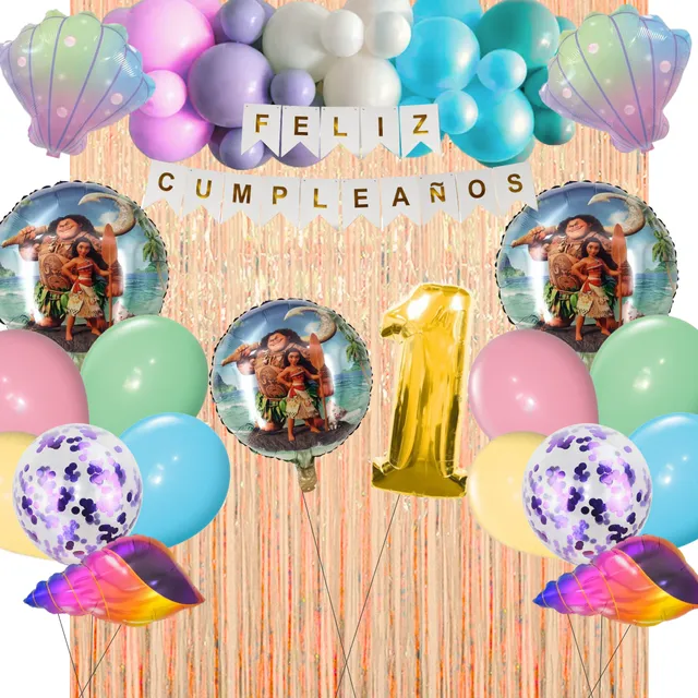 Combo Globos Cumpleaños Temático Moana Maui Deco Fiesta