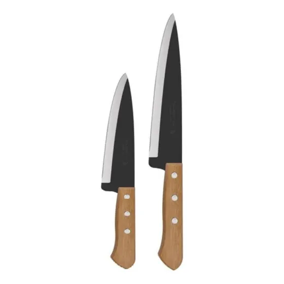 Kit 2 Faca Carbono Tramontina Cabo Madeira Peixeira 5 8