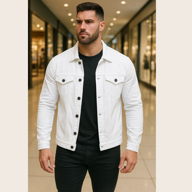 Jaqueta Masculina Sarja Jeans Premium Com Bolso Jaqueta Masculina Sarja Jeans Premium Com Bolso
