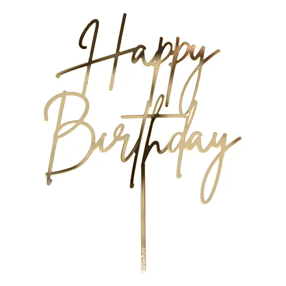 Muni Party Cake Topper Happy Birthday Ct108 Oro 14cm