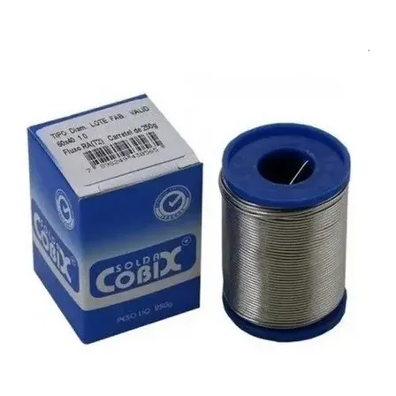 Solda Estanho 60x40 1mm C/ Fluxo Rolo 500g - Cobix