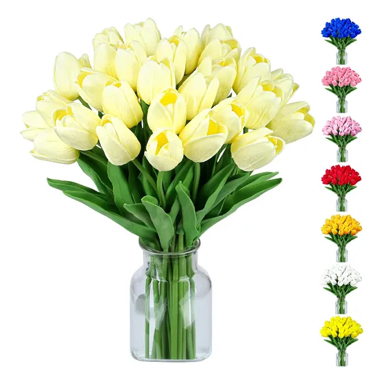 Ramos De 20 Tulipanes Artificiales Flor Decoración Tulipan