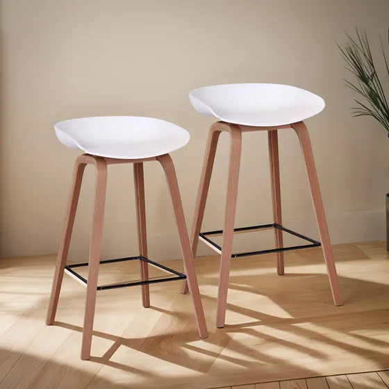 Taburete Banqueta Barra Diseño Nordico Asiento Alto Set X2