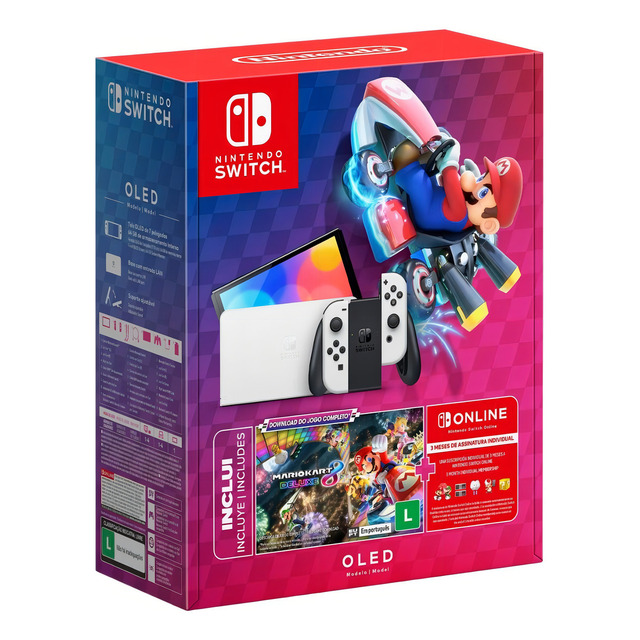 Console Nintendo Switch Oled 64gb Branco Mario Kart 8 Deluxe 3 Meses De Assinatura Nintend... Console Nintendo Switch Oled 64gb Branco Mario Kart 8 Deluxe 3 Meses De Assinatura Nintend...