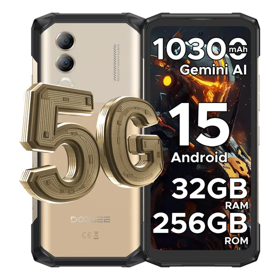 Doogee Blade20 Turbo Android 15 5g Rugerized Phone 10300 mah, 50 MP, 32 GB de RAM, 256 GB de ROM, Celular Resistente
