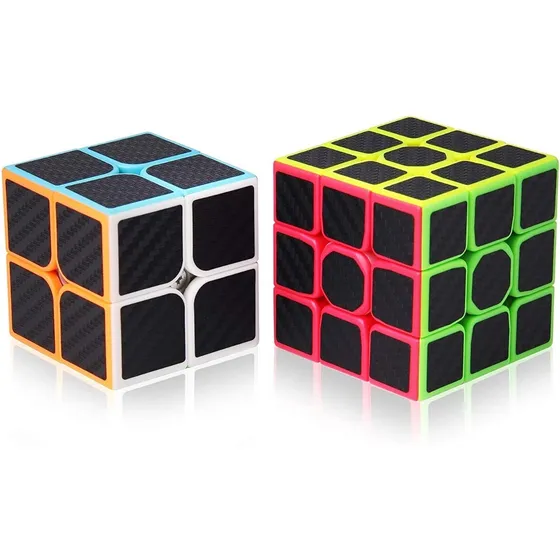 Paquete 4 Cubos Rubik 2x2 3x3 4x4 5x5 Z Cobra Fibra Carbono