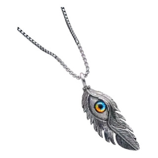 Collar Pluma Con Ojo De Acero Inoxidable Plateado Caballero Collar Pluma Con Ojo De Acero Inoxidable Plateado Caballero