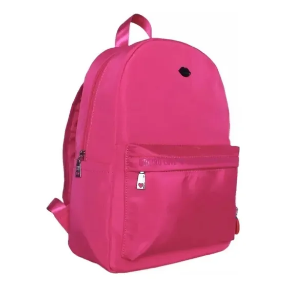 Mochila Urbana Oreiro Love Bolsillo Frontal Mujer Liviana Color Fucsia 27864